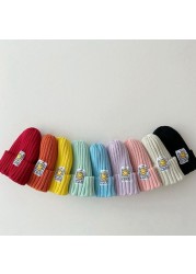 MILANCEL 2021 winter kids hat solid knitted hat korean smile girls hat casual cotton boys hat fashion children hat