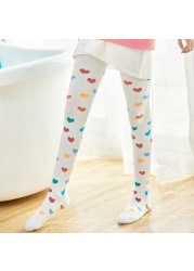 New 2-8 Years Children Cotton Baby Girls Pantyhose Spring Autumn Winter Love Pattern Tights Kids Infant Knitted Tights