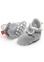 Winter Baby Boy Girl Socks Baby Shoes Socks Easy Wear Tight Hook and Loop Infant Newborn Walking Fluff Warm Moccasins Zapatos Bebe