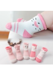 5pairs/lot Newborn Baby Socks Thick Winter Spring Autumn Warm Cute Cartoon Baby Girls Boy Socks Hot Fashion Soft Cotton Socks