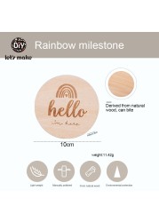 Let's Make 14pcs/set 1-12 Month Handmade Baby Milestone Card Vintage Photography Props Wooden Rainbow Age Cards Newborn Photo