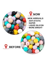 luvka 15mm 20pcs Liquid Silicone Beads Anti-static Silicone Teething Beads DIY Liquid Silicon Bright Safer BPA Free Food Grade