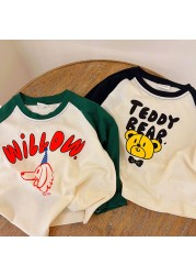 Soft Cotton Children Cartoon T-shirt Cute Animal Print Baby Long Sleeve T-shirt for Boys Girls Tee Kids Casual Blouse Clothes