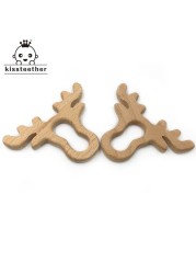 10pcs Safe Kara Teething Baby Cute Teether Antlers Design Wooden Ring Animal Shape Handmade Toy Wooden Teether - Giraffe Teether