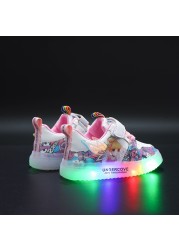 Girl shoes 2022 spring and autumn new girls ice and snow princess children Aisha LED light trend casual shoes sneakers