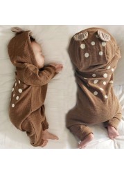 2021 New Baby Hooded Baby Rompers Cute Polka Dot Jumpsuit Toddler Baby Long Sleeve Casual Autumn Outerwear