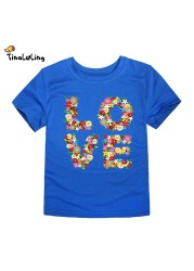 TINOLULING 12 Colors 2018 Boys Girls Flower Love T-shirt Kids T-shirt Children Tops Baby Tees for 2-14 Years