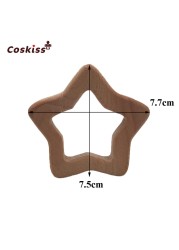 Coskiss 10pcs Handmade Beech Wood Star Teether Teether Silicone DIY Crafts Pendant Chew Pacifier Chain Accessories