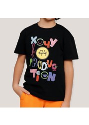 Children's Merch A4 T-shirt Spring Summer Boy "Want A4 Production" Print Fashion Family Clothes Girl's Casual T-shirt Tops