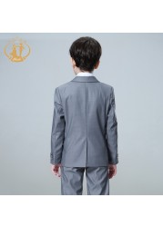 Nimble spring autumn formal boys suits for weddings children host costume clothing wholesale 3pcs/set blazer jacket pants