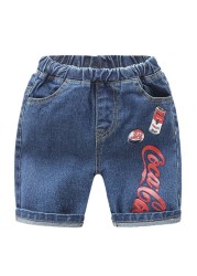 Baby Boys Summer Denim Letter Shorts Children Casual Fashion Jeans Shorts Shorts For Kids 2-7Yrs