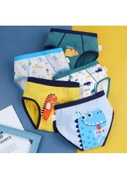 4pcs Boys Boxer Briefs Kids Cotton Underwear 2021 Set Baby Underpants Cartoon Dinosaur Print Soft Children Breathable Briefs