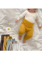 6M-3T Baby Cotton Leggings Solid Kids Pants Girl Cute High Waist Pants Fashion Infant Pants Toddler Boy Pp Pants Clothes