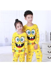 Newborn Kids Boys Girls Pajama Sets Cartoon Casual Long Sleeve Cute T-shirt Tops With Pants Toddler Baby Autumn Sleeping Clothes