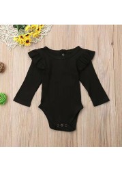 Baby Girls Ruffles Short Clothes Newborn 0-2 Years Baby Girls Long Sleeve Jumpsuit Baby Clothes