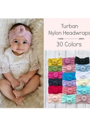 Newborn Baby Girls Wide Nylon Bow Headband Super Soft Knot Bow Nylon Head Bands