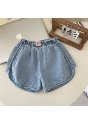 2022 summer new children's denim shorts cotton shorts kids outdoor casual pants baby boys and girls hemming short pants