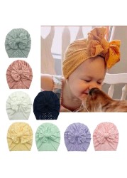 Newborn Fetus Hat Summer Hollow Breathable Baby Headband Knotted Polyester Hats for Newborn Infant Headwear Baby Shower Caps