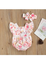 Ma&Baby 0-12M Summer Flower Newborn Infant Baby Girl Ruffles Romper Sleeveless Jumpsuit Sunsuit Toddler Girl Clothes Costumes