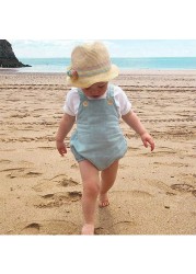 Summer Newborn Infant Baby Boys Girls Rompers Playsuit Jumpsuit Overalls for Kids Cotton Linen Sleeveless Baby Clothing