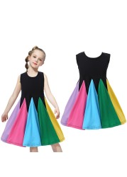 Miyabai Twirl Dress for Girls Casual Summer Dress Rainbow Baby Clothes Soft Dress for Princess Party