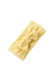 Baby Bowknot Headband Knitted Waffle Bows Turban Elastic Hair Band Headwrap Gift