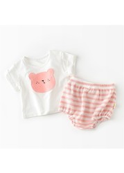 Infant clothing sets 2022 summer girl boy T-shirt shorts 2pcs suit baby kids outfits cartoon bear cotton baby clothes