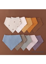 67JC 3pcs Soft Cotton Triangle Scarf Solid Color Snap Button Bib Feeding Baby Saliva Saliva Towel Bandana Burp Cloth Baby Stuff