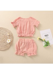 Ma & Baby 6M-3Y Summer Toddler Newborn Infant Baby Girl Clothes Set Ruffles T Shirt Shorts Soft Outfit Clothes Costumes