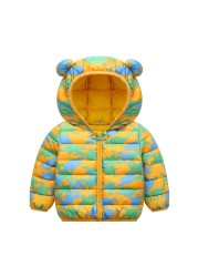 Autumn Winter Baby Kids Solid Outerwear Infant Boys Girls Hooded Jacket Coats Clothes Christmas Cotton Quilted Clothes JYF