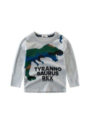 Kids Boys Dinosuar Printed T-Shirt Long Sleeve Cotton Children Tops Autumn