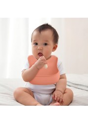 Baby Silicone Tableware Set Baby Feeding Dishes BPA Free Bowl Plate Bibs Spoon Fork Sets Children Non-slip Dinnerware