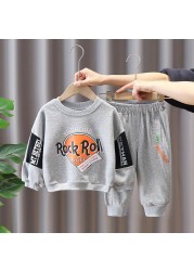 Boy's new autumn handsome sports letter printing two-piece suit