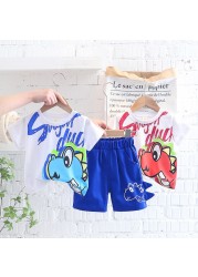 New summer baby boys children's clothing girls cute cartoon cotton T-shirt shorts 2pcs/sets baby casual outfit kids tracksuits