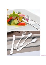 4pcs/set Baby Spoon Spoon Food Feeding Fork Knife Utensil Set Stainless Steel Kids Learning Eating Habit Children Tableware