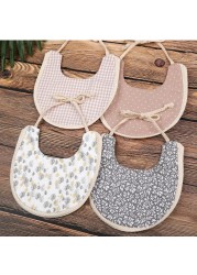 New Infant Baby Girl Boy Bib Baby Boy Dinner Feeding Tassel Double Deck Cotton Linen Burp Cloths Saliva Towel