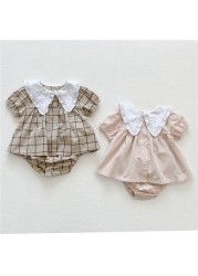 Summer Baby Girls Clothes Infant Girls Suit Baby Girls Short Sleeve Blouse Tops + Bloomer 2pcs Fashion Kids Clothes