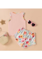 Summer Casual Cool Suits Home Wear 1-4 Years Kids Girl Clothes Set Girls Tracksuit Outfit Sleeveless Tank Top Shorts Set