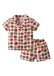 100 Cotton Children's Sleepwear Pajamas Kids Girls Clothes Toddler Girls Button Down Sleepwear Pajamas Suits Girl Sets