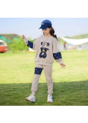 WKPK New Spring Autumn Girl Casual Clothes Sets 4-18 Years Students Outdoor Tracksuit Fashion Comfortable Family Kids Clothes