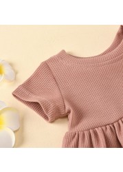 MILANCEL 2022 summer baby set baby girl solid color o-neck short-sleeved shorts suit infant clothing