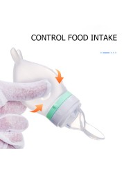 Squeeze Feeding Bottle Silicone Newborn Baby Training Rice Spoon Infant Cereal Food Supplement Feeder Safe Tableware