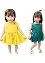 2022 Summer Kids Sleeveless Dresses for Little Girls Dress for Wedding Party Baby Girl Casual Clothes Children Princess Vestidos