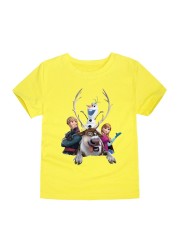 Disney Cartoon T-shirt for Boys Teens Children Summer Tops Girls Frozen Tees Anna and Elsa Cosplay T-shirt Olaf T-shirt