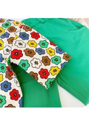 2022 spring new Korean version baby mid and small flower children's shirt trend