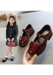 Bow-knot Girls School Leather Shoes Spring Autumn Kids Baby Girls Shoes Bow Children Performance Shoes Soft-soled Single Shoes