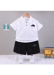 New Hot Suit Summer Children Boys Girls Clothes Kids Cotton Letter Short Sleeve T-shirt 2pcs/sets Toddler Clothes 0-5 Years