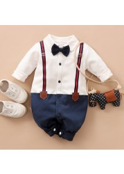 Baby Boy Clothes Baby Jumpsuit Autumn Backpack Long Sleeve Baby Ha Yi Korean Version Gentleman Newborn Crawling Suit Baby Clothes