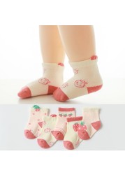 5 Pairs Infant Socks Spring Autumn New Cute Cartoon Cotton Socks Breathable Loose Lace Kids Socks Toddler Girl Autumn Clothes 2022