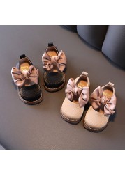 Spring Autumn Children Baby Bowknot Princess Leather Shoes For Kids Girls 2022 New